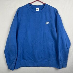 Nike Club Fleece Sweater Mens Size XL Blue Sweatshirt Essential BV2662-407 Royal
